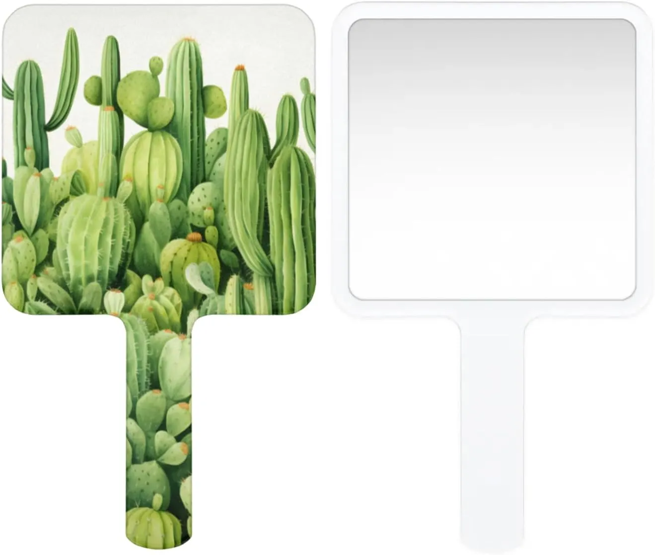Multi Purpose Hand Mirror Cactus Southwest Plant with Distortion Free Reflection, 6.7 x 3.95 in, Small Cute Orbicular Hand Mirror Plant Tropical