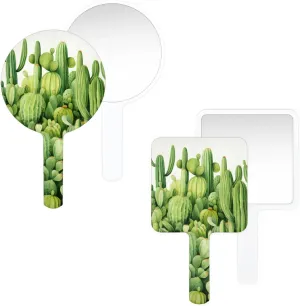 Multi Purpose Hand Mirror Cactus Southwest Plant with Distortion Free Reflection, 6.7 x 3.95 in, Small Cute Orbicular Hand Mirror Plant Tropical