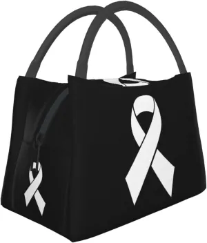 Multiple Hereditary Exostoses Awareness White Ribbon Lunch Box Large Portable Collapsible Insulated Cooler Lunch Tote for Men Women