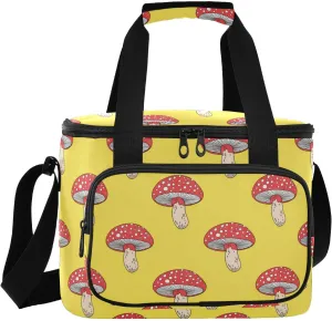 Mushroom Yellow Insulated Cooler Bag for Women Men Leakproof 24 Can Camping Lunch Cooler for Work Office Picnic