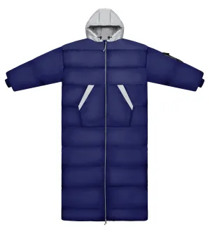 Navy and White Long Sleeve Sleeping Bag Jacket L-XXL