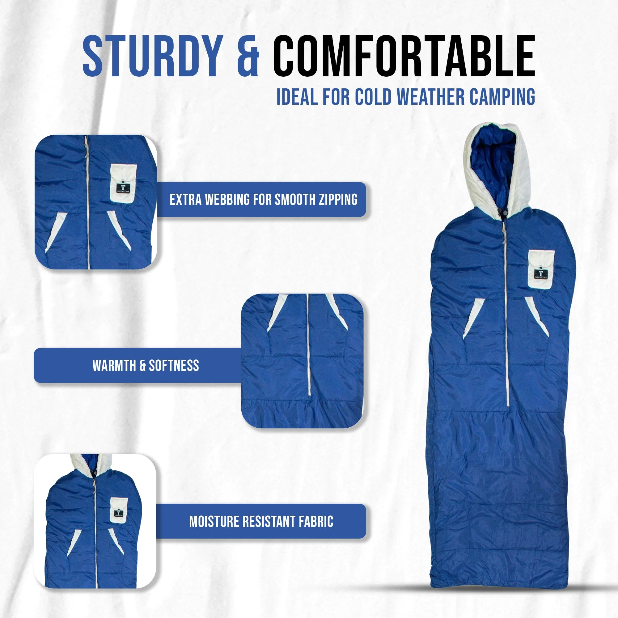 Navy and White Wearable Sleeping Bag