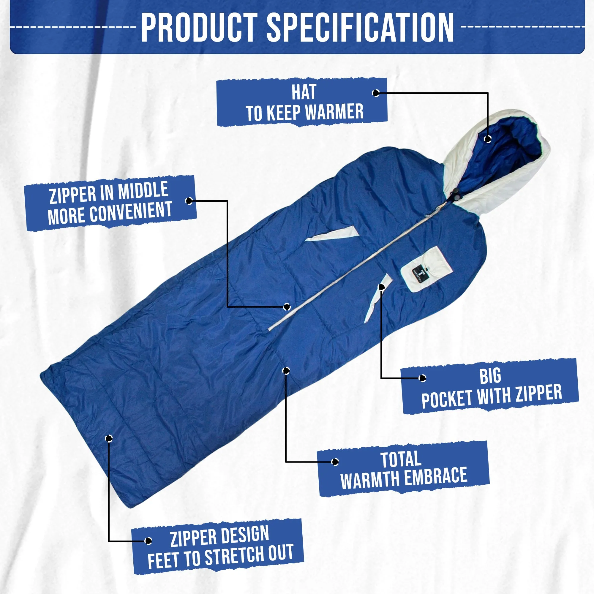 Navy and White Wearable Sleeping Bag