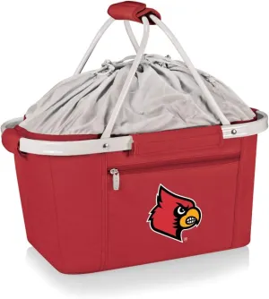 NCAA Louisville Cardinals Metro Shopping Basket - Insulated Picnic Basket - Collapsible Market Basket - Utility Tote Cooler Bag