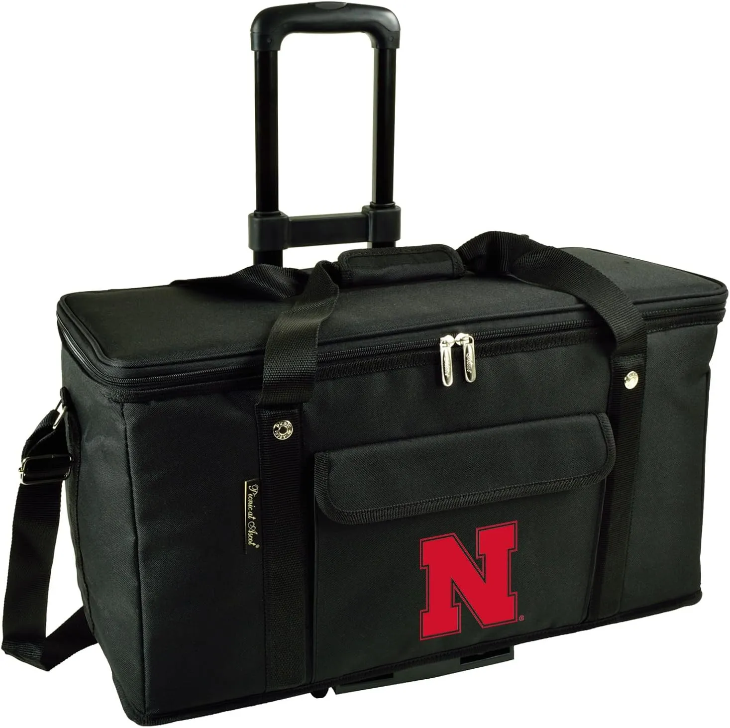 Nebraska University Officially Licensed Cornhuskers Travel Picnic Cooler with Wheels- 64 Can Capacity- Collapsible Leakproof Cooler- Designed & Quality Approved in The USA