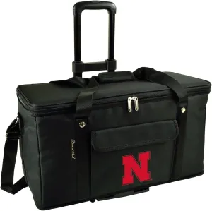 Nebraska University Officially Licensed Cornhuskers Travel Picnic Cooler with Wheels- 64 Can Capacity- Collapsible Leakproof Cooler- Designed & Quality Approved in The USA