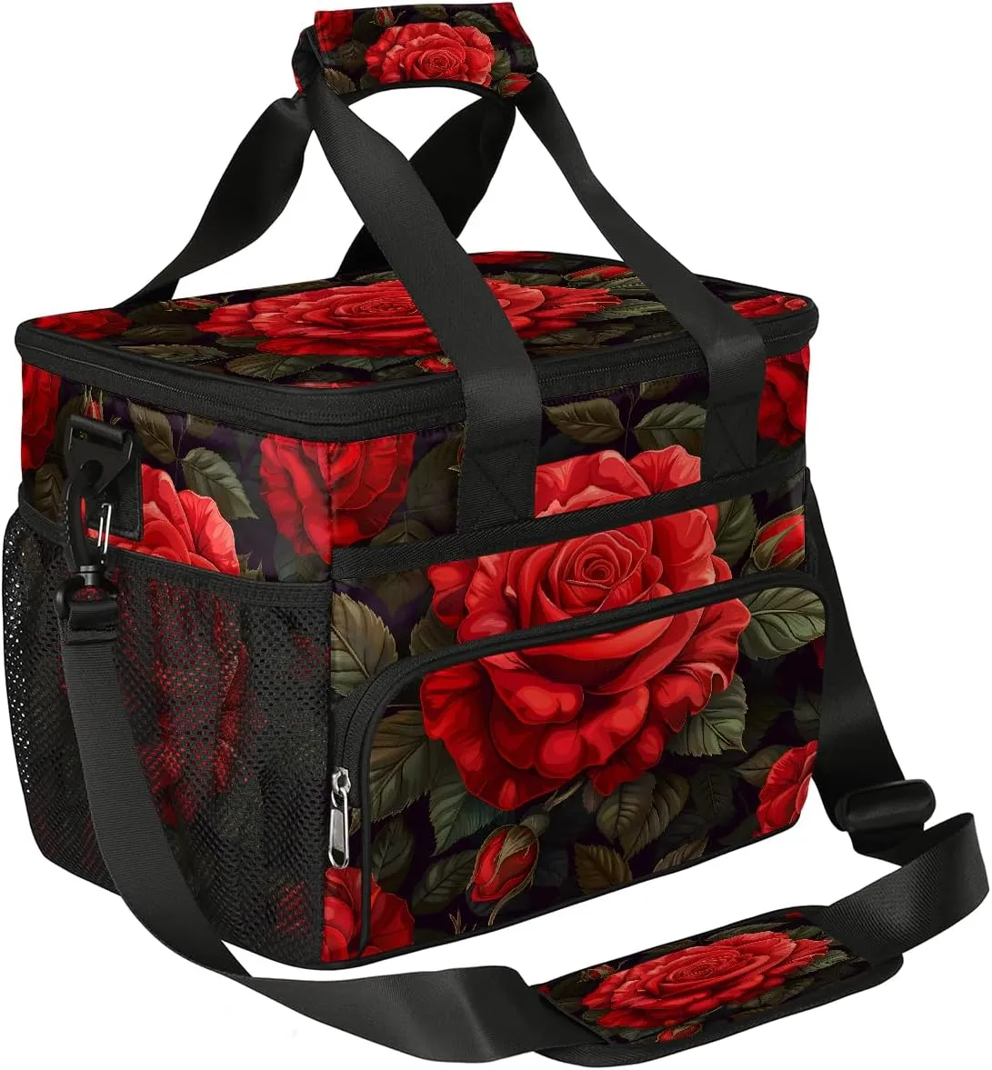Nectar-Rich Flower Soft Sided Cooler Bag, 20 Cans Insulated Leak Proof Cooler Bag with Hard Bottom Radiant Flower Portable Lightweight Cooler Picnic Cooler Lunch Tote Bag for Travel Camping