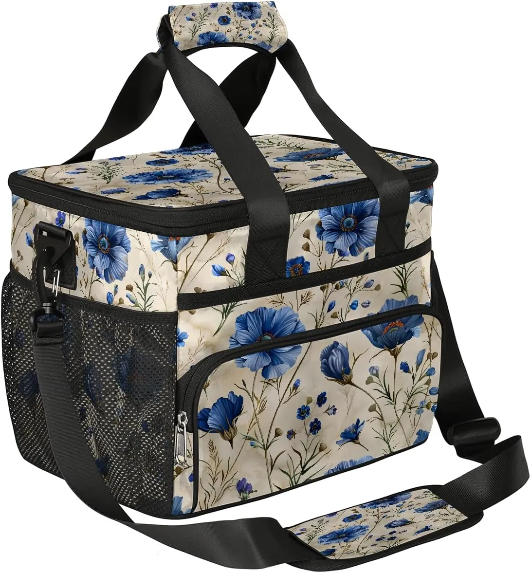 Nectar-Rich Flower Soft Sided Cooler Bag, 20 Cans Insulated Leak Proof Cooler Bag with Hard Bottom Romantic Flower Portable Lightweight Cooler Picnic Cooler Lunch Tote Bag for Travel Camping