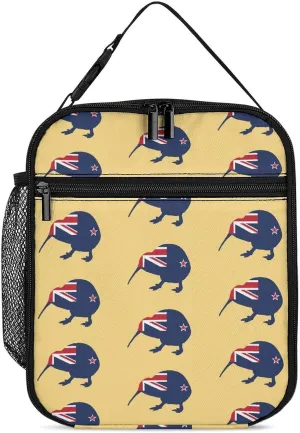 New Zealand Kiwi Birds Insulated Lunch Bag Leakproof Insulated Cooler Bag with Handbags Side Pocket for Adults