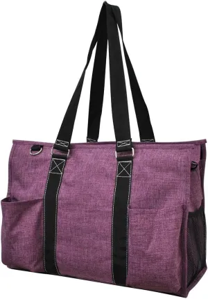 NGIL Cherry Crosshatch Solid Print Large Zippered Caddy Organizer Tote Bag