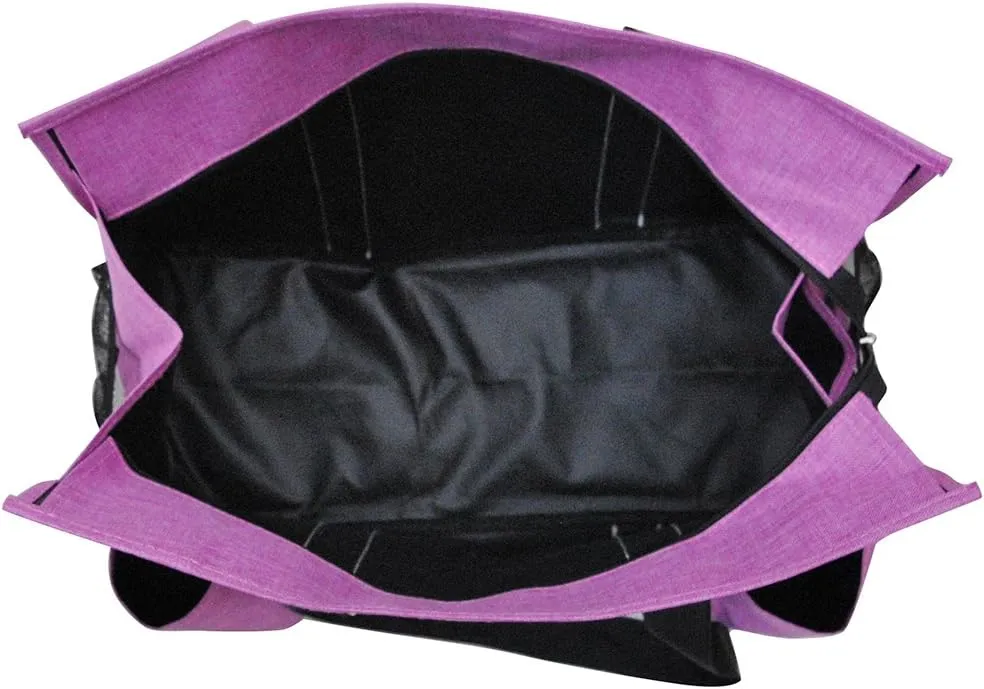 NGIL Crosshatch Solid Print Large Zippered Caddy Organizer Tote Bag (FUSCIA)