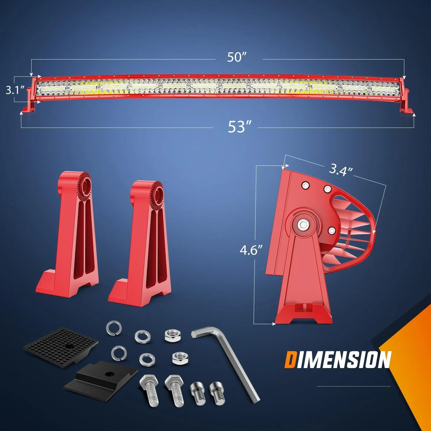 Nilight LED Light Bar 50 Inch Triple Row Spot Flood Combo Lights Red Shell with Wiring Harness Kit for Fog Driving Work Lighting on Off-Road Truck SUV ATV UTV