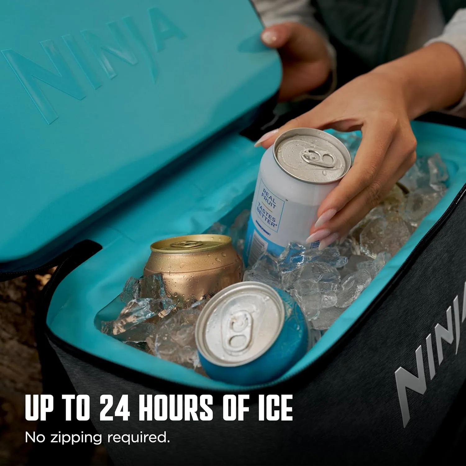 Ninja | Backpack Cooler | FrostVault Go Can Soft Cooler | Leakproof Zipper with Built in Can Opener, 2 Ice Packs & Dry Storage Drawer | for Hiking, Camping & More