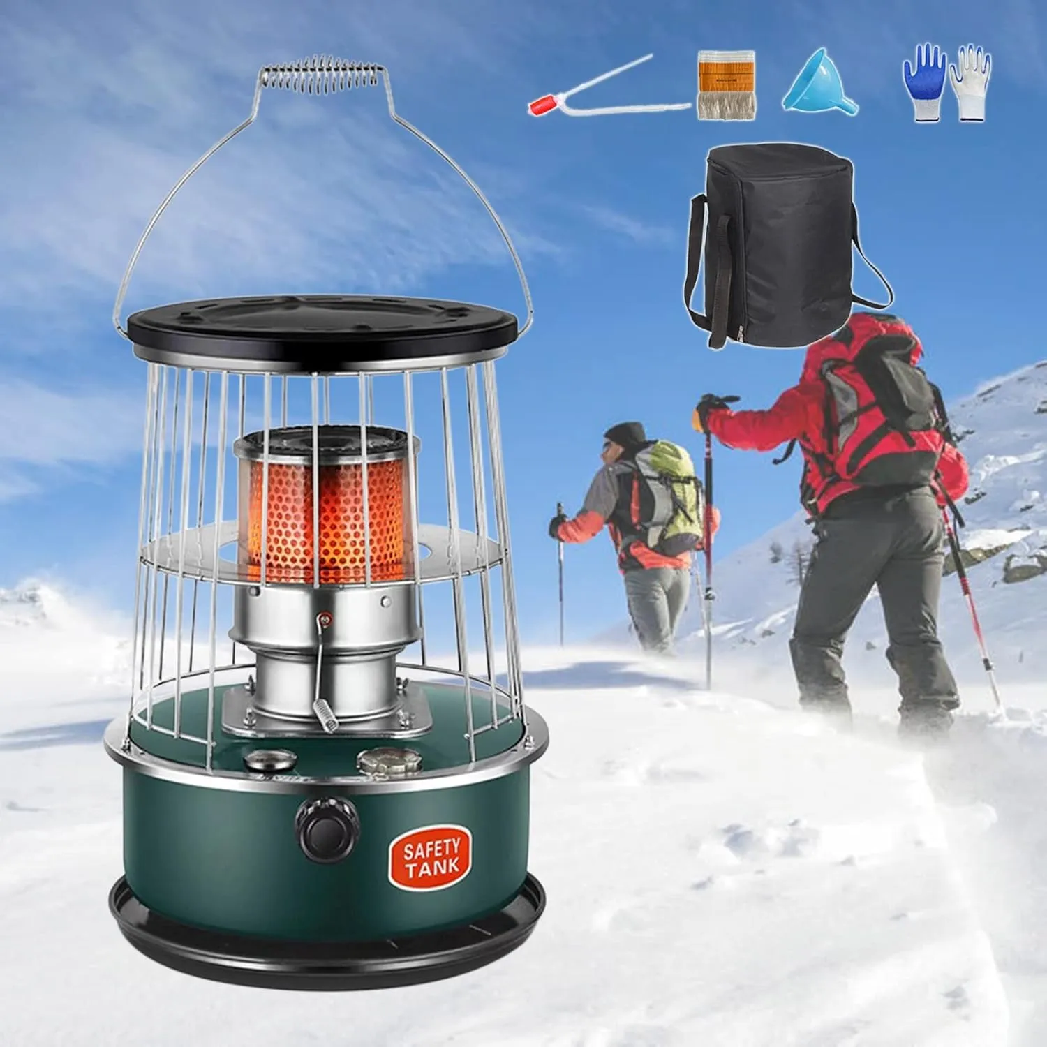 No Electric Kerosene Stove Mobile Emergency Heating Stove 6L Large Capacity Grill Stove for Outdoor Camping/Hiking/Picnic (Color : Dark Green)