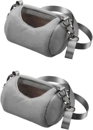 NOLITOY 2pcs Portable Hamster Carrier Bag Animal Sling Grey Travel-Safe Mesh Ventilated Comfort Compact for Outdoor