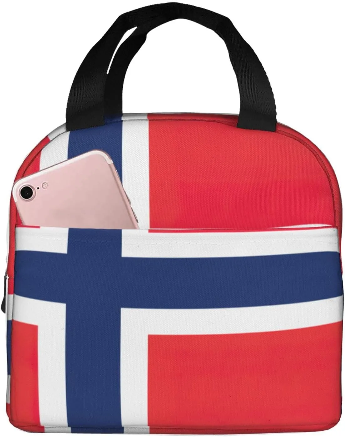 Norwegian Flag Print Lunch Bag,Lunch Box for Women Men,Reusable Insulated Lunch Tote, fit for Work, Picnic