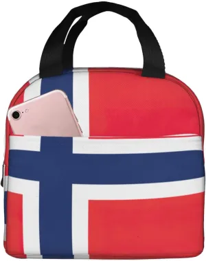 Norwegian Flag Print Lunch Bag,Lunch Box for Women Men,Reusable Insulated Lunch Tote, fit for Work, Picnic