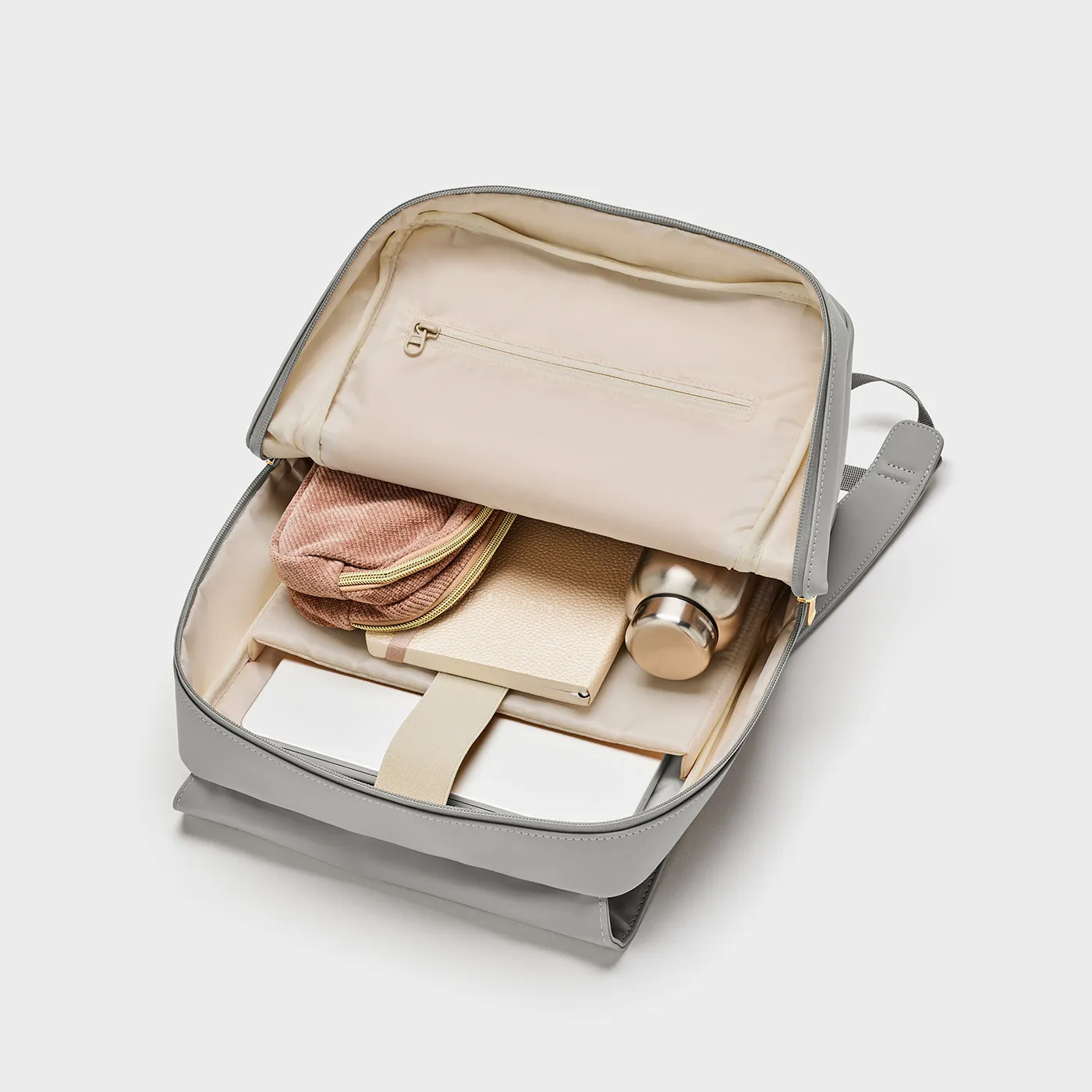 Nuitée Backpack, Light Grey, Gold Colour