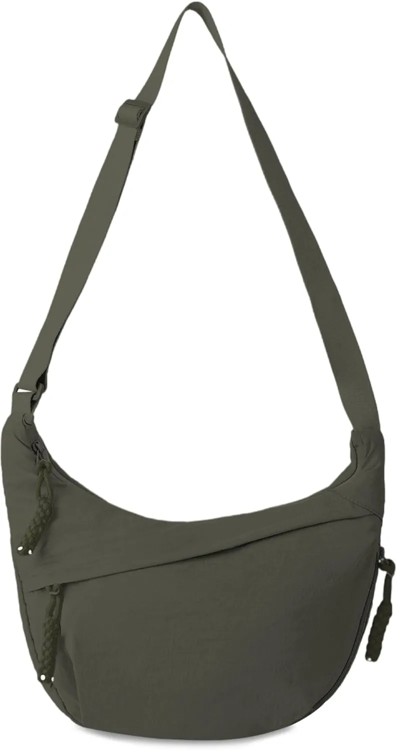 Nylon Crescent Crossbody Bag Hobo Bag for Women Men, Small Dumpling Shoulder bag with Adjustable Strap, Casual Sling Bag