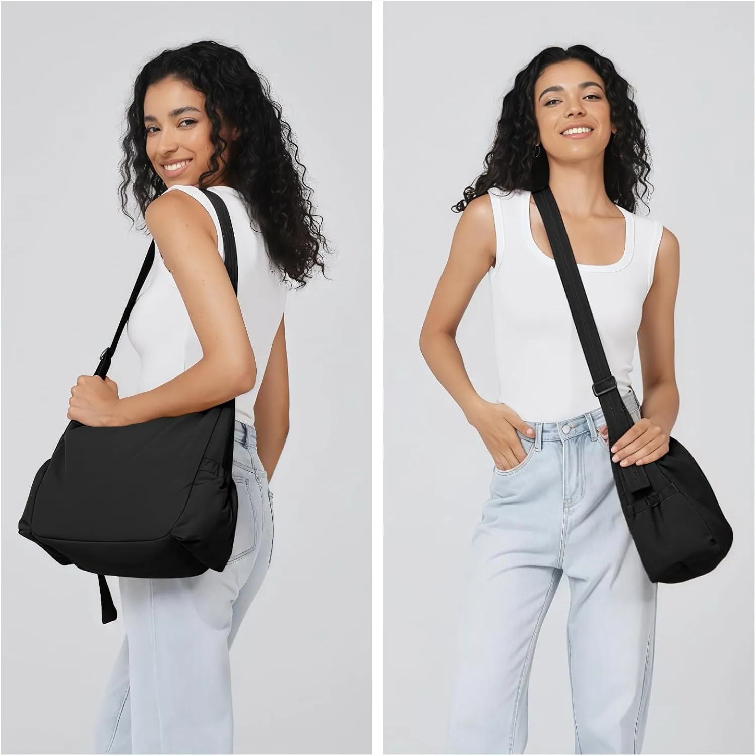 Nylon Hobo Crossbody Bags Lightweight Shoulder Bag Casual Work Travel Handbags 2025 Trendy with Adjustable Quilted Strap