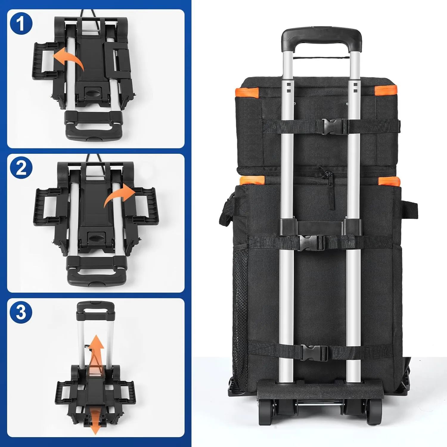 Odoland 48/72 Cans Soft Cooler with Wheels and Handle Collapsible Ice Chest Rolling Coolers on Wheels for Beach Camping Travel and Picnic