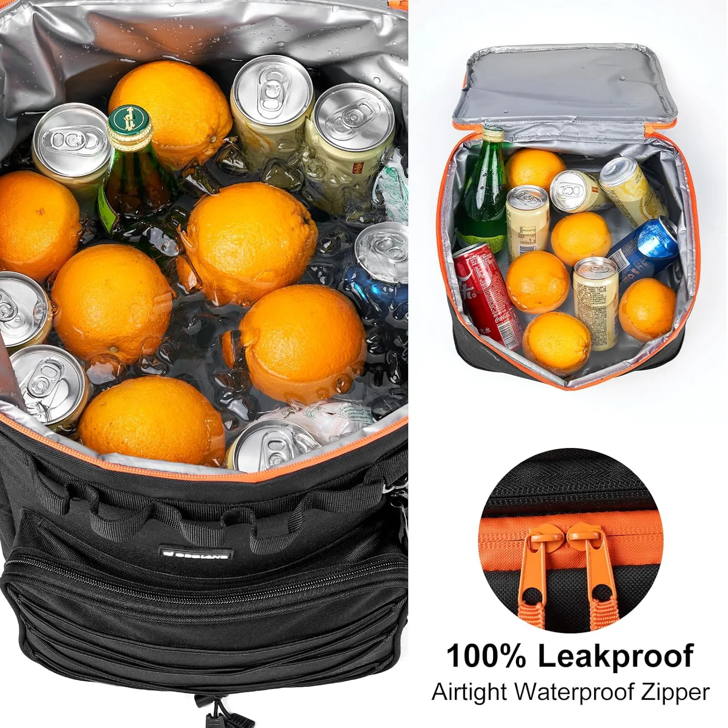 Odoland 48/72 Cans Soft Cooler with Wheels and Handle Collapsible Ice Chest Rolling Coolers on Wheels for Beach Camping Travel and Picnic