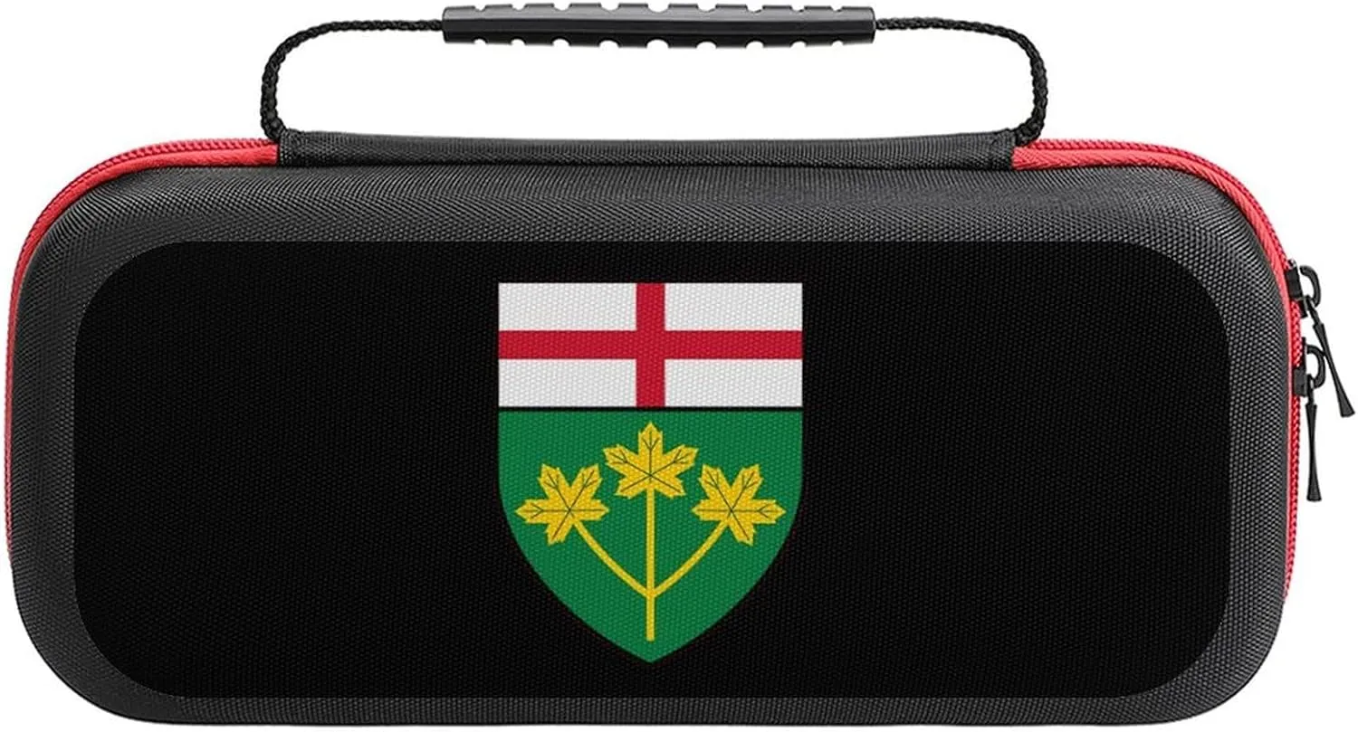 Ontario Canada Canadian Portable Protective Shell Compatible with Switch Case Hard Travel Tote Bag with 20 Game Cartridges