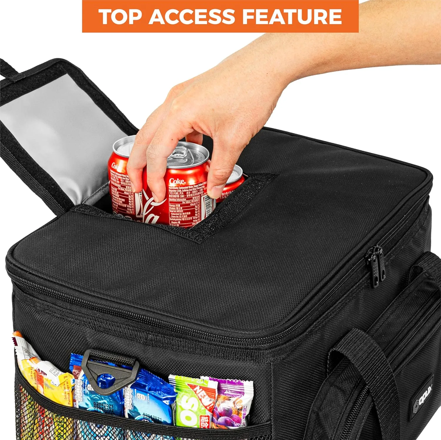 OPUX Soft Cooler Bag, Insulated Collapsible Lunch Cooler Tote for Men Work Camping Beach Travel, Portable Soft Sided Leakproof Waterproof Large Lunch Bag Box with Shoulder Strap 40 Cans, Black