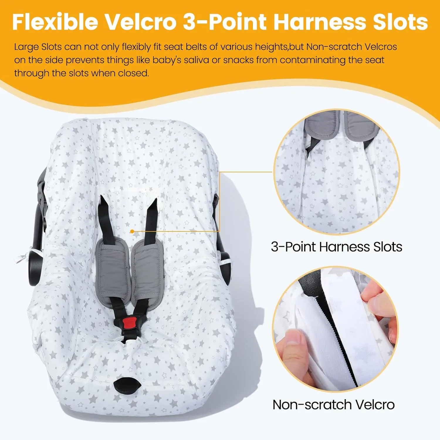Orzbow Infant Car Seat Cover Liner, Universal Fit Carseat Protective Cover, Made of 100% Cotton - Breathable Prevent Wear & Dirt Suitable Travel Systems (0-12m), Easy to Clean, Machine Washable, White