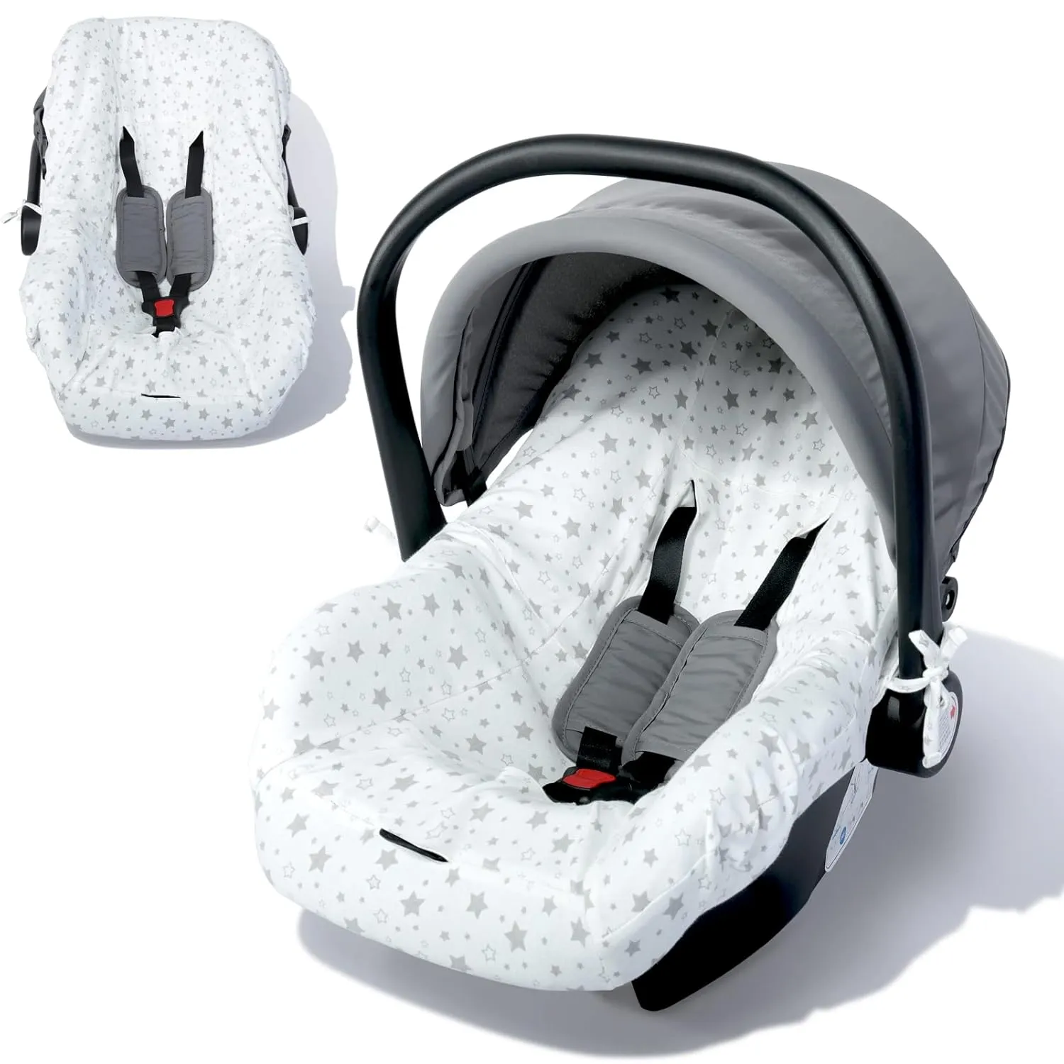 Orzbow Infant Car Seat Cover Liner, Universal Fit Carseat Protective Cover, Made of 100% Cotton - Breathable Prevent Wear & Dirt Suitable Travel Systems (0-12m), Easy to Clean, Machine Washable, White