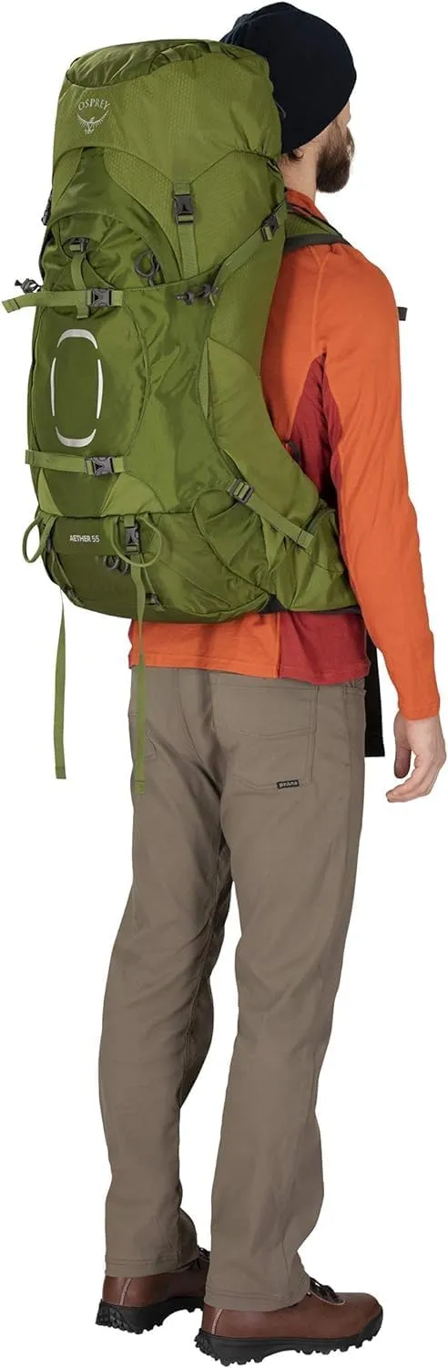 Osprey Aether 55L Men's Backpacking Backpack, Deep Water Blue, S/M