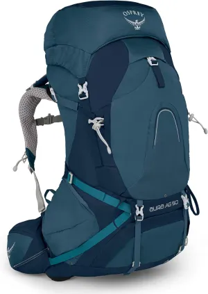 Osprey Aura AG 50L Women's Backpacking Backpack, Challenger Blue, X-Small