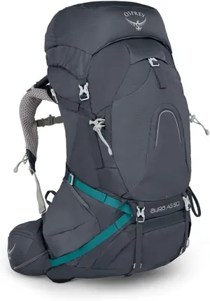 Osprey Aura AG 50L Women's Backpacking Backpack, Vestal Grey, X-Small
