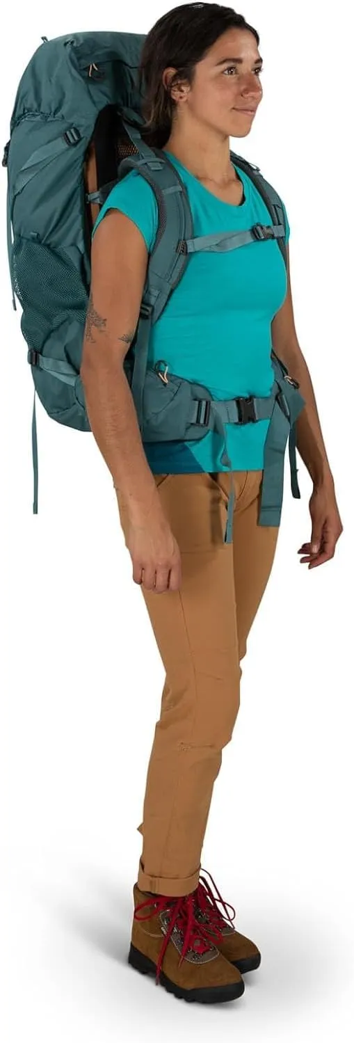 Osprey Renn 50L Women's Backpacking Backpack, Cascade Blue/Melon Orange