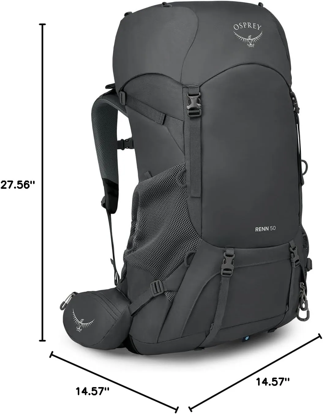 Osprey Renn 50L Women's Backpacking Backpack, Dark Charcoal/Gray Wolf