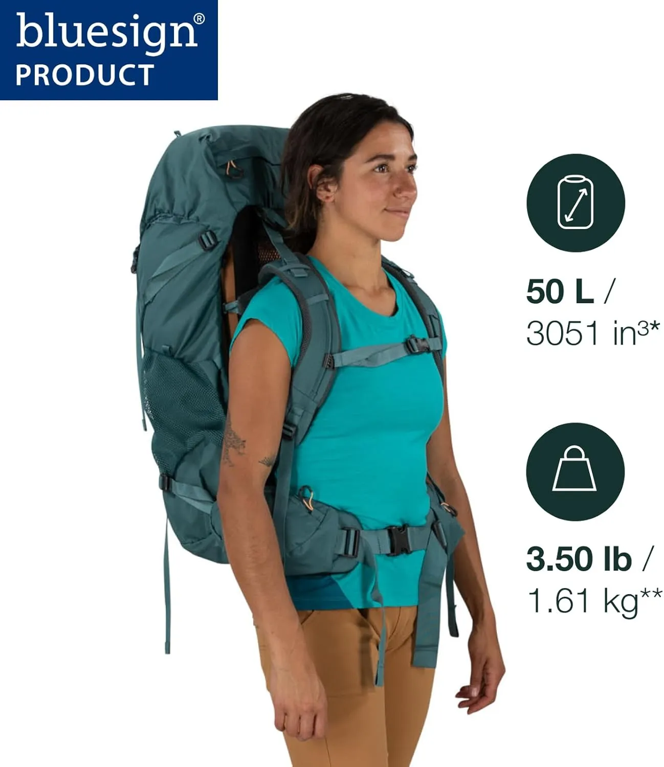 Osprey Renn 50L Women's Backpacking Backpack, Pediment Grey/Linen Tan