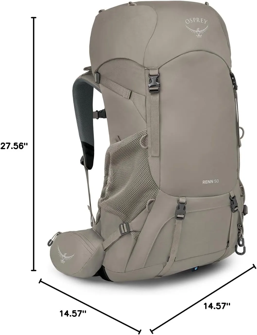 Osprey Renn 50L Women's Backpacking Backpack, Pediment Grey/Linen Tan
