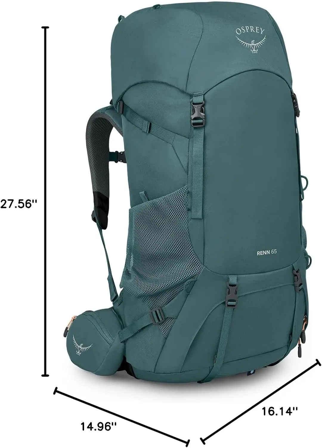 Osprey Renn 65L Women's Backpacking Backpack, Cascade Blue/Melon Orange