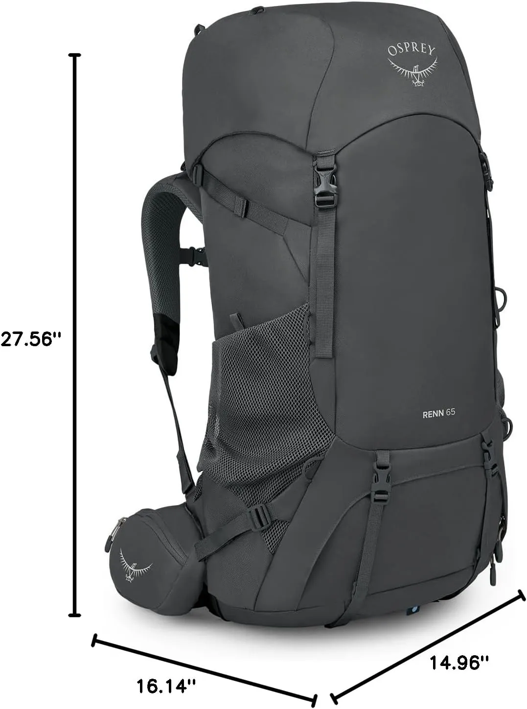 Osprey Renn 65L Women's Backpacking Backpack, Dark Charcoal/Gray Wolf