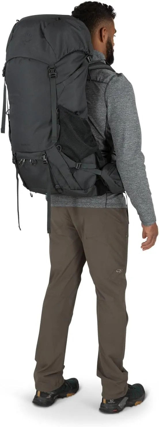 Osprey Rook 50L Men's Backpacking Backpack, Dark Charcoal/Silver Lining