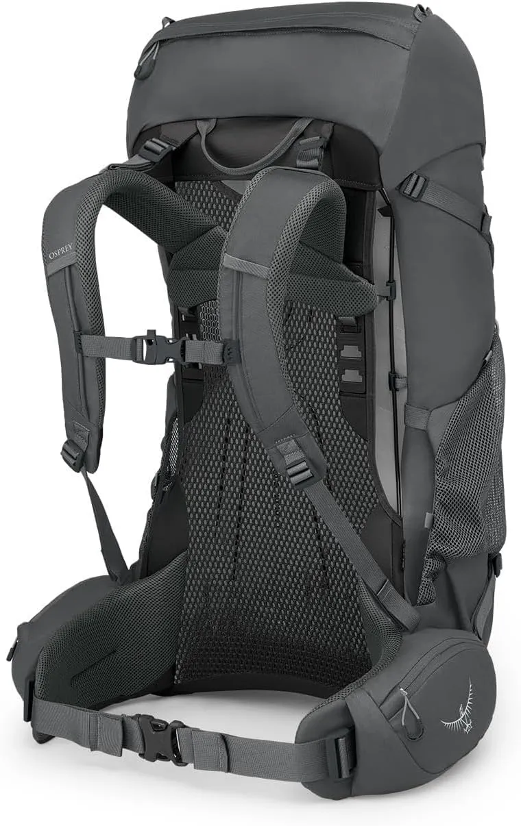 Osprey Rook 50L Men's Backpacking Backpack, Dark Charcoal/Silver Lining