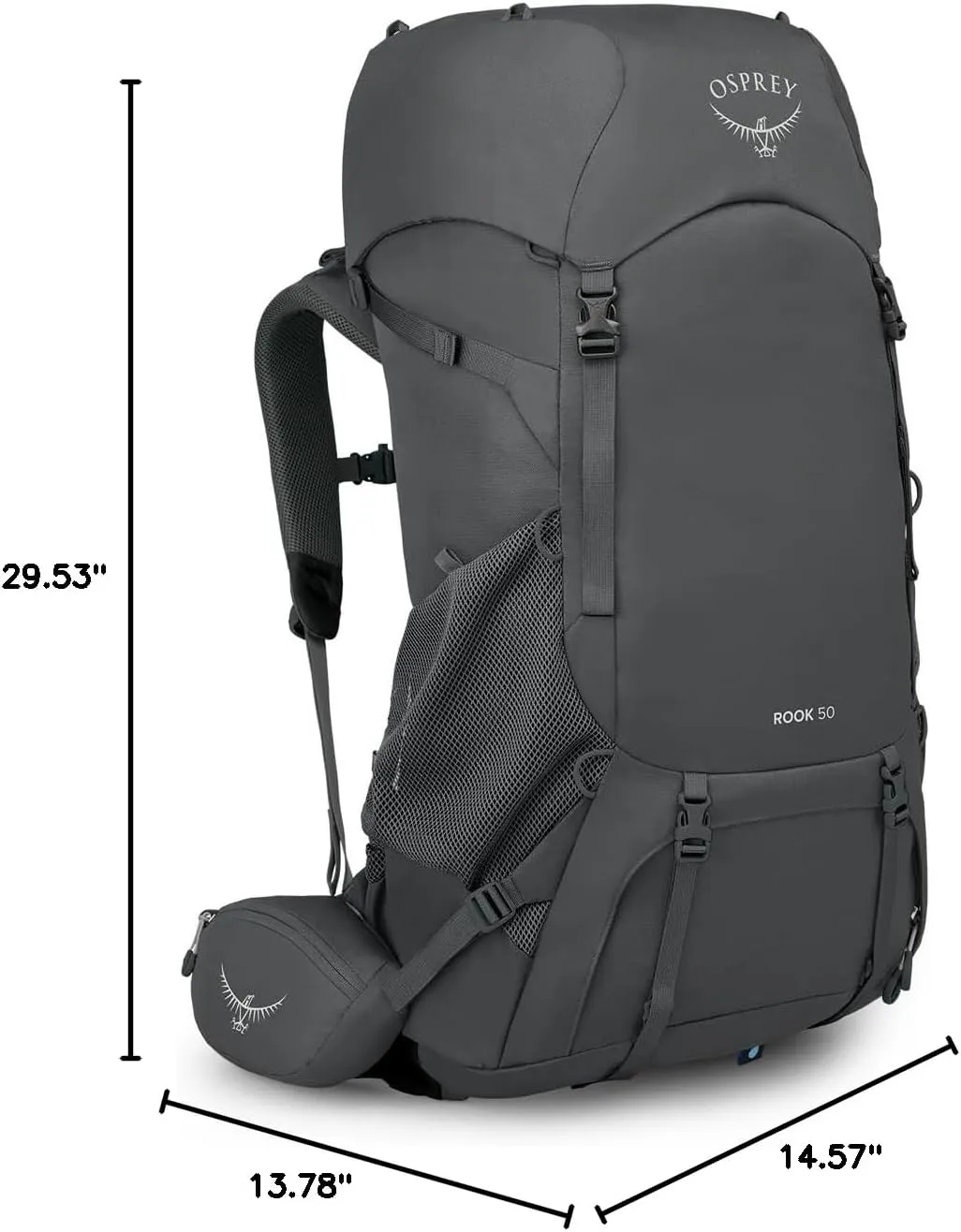 Osprey Rook 50L Men's Backpacking Backpack, Dark Charcoal/Silver Lining