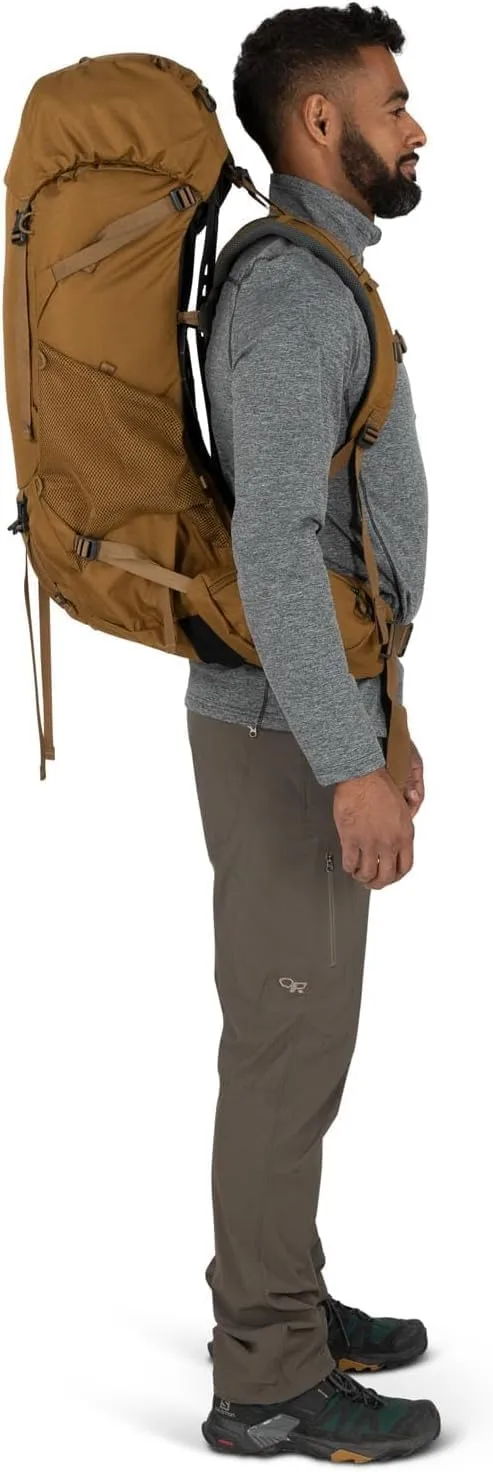 Osprey Rook 50L Men's Backpacking Backpack, Histosol Brown/Rhino Grey