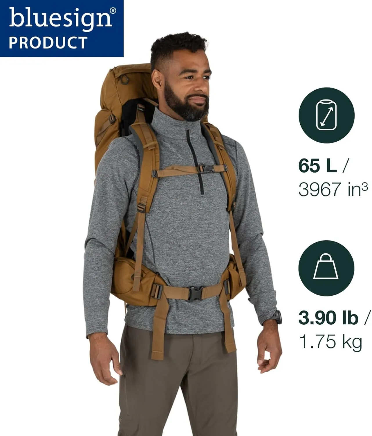 Osprey Rook 65L Men's Backpacking Backpack, Astology Blue/Blue Flame