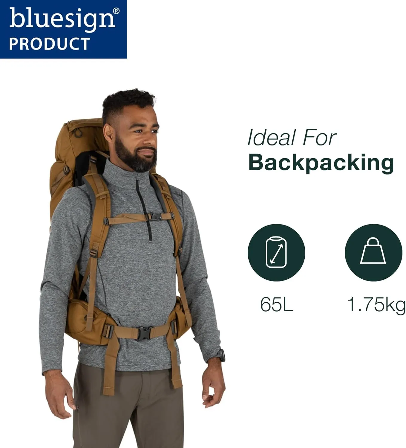 Osprey Rook 65L Men's Backpacking Backpack, Dark Charcoal/Silver Lining, Extended Fit