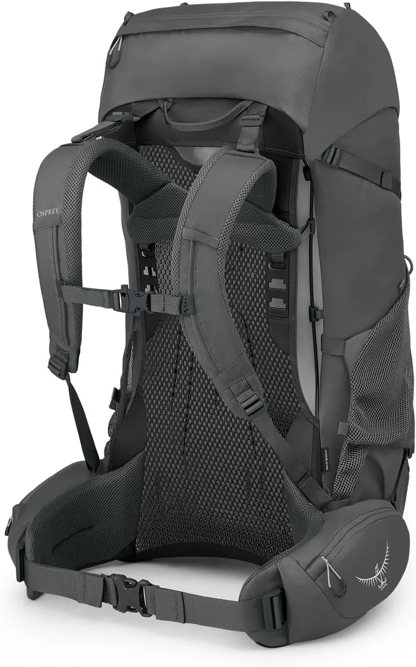 Osprey Rook 65L Men's Backpacking Backpack, Dark Charcoal/Silver Lining