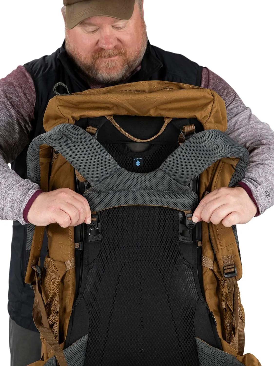 Osprey Rook 65L Men's Backpacking Backpack, Histosol Brown/Rhino Grey, Extended Fit
