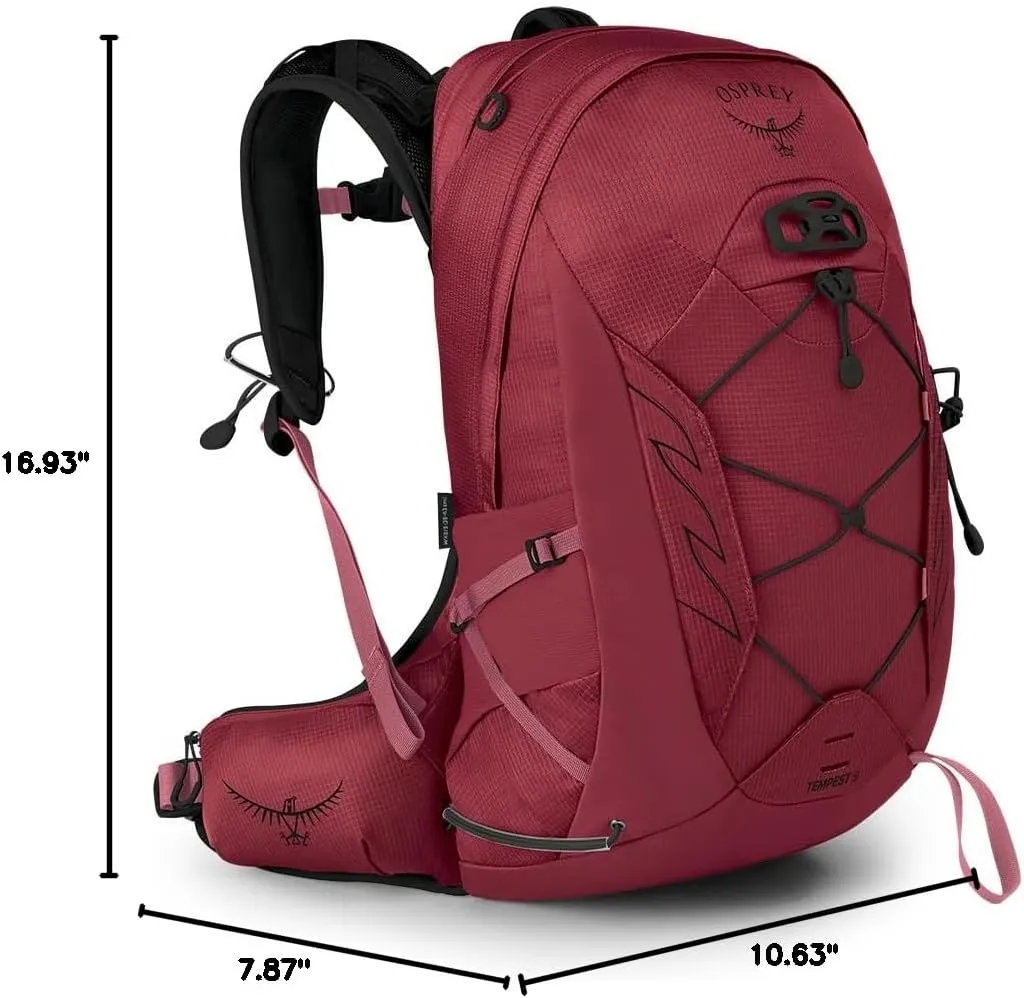 Osprey Tempest 9L Women's Hiking Backpack with Hipbelt, Kakio Pink, WXS/S
