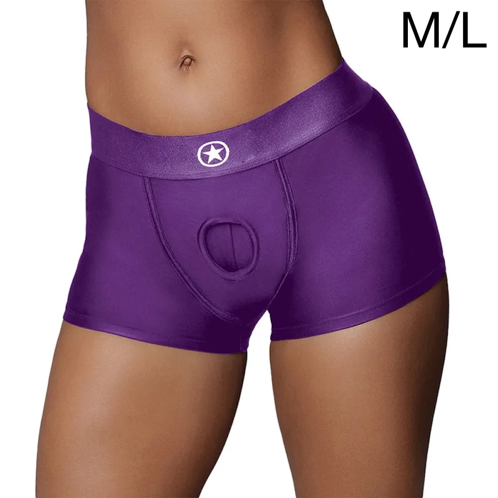 Ouch! Vibrating Strap on Boxer Harness - Purple