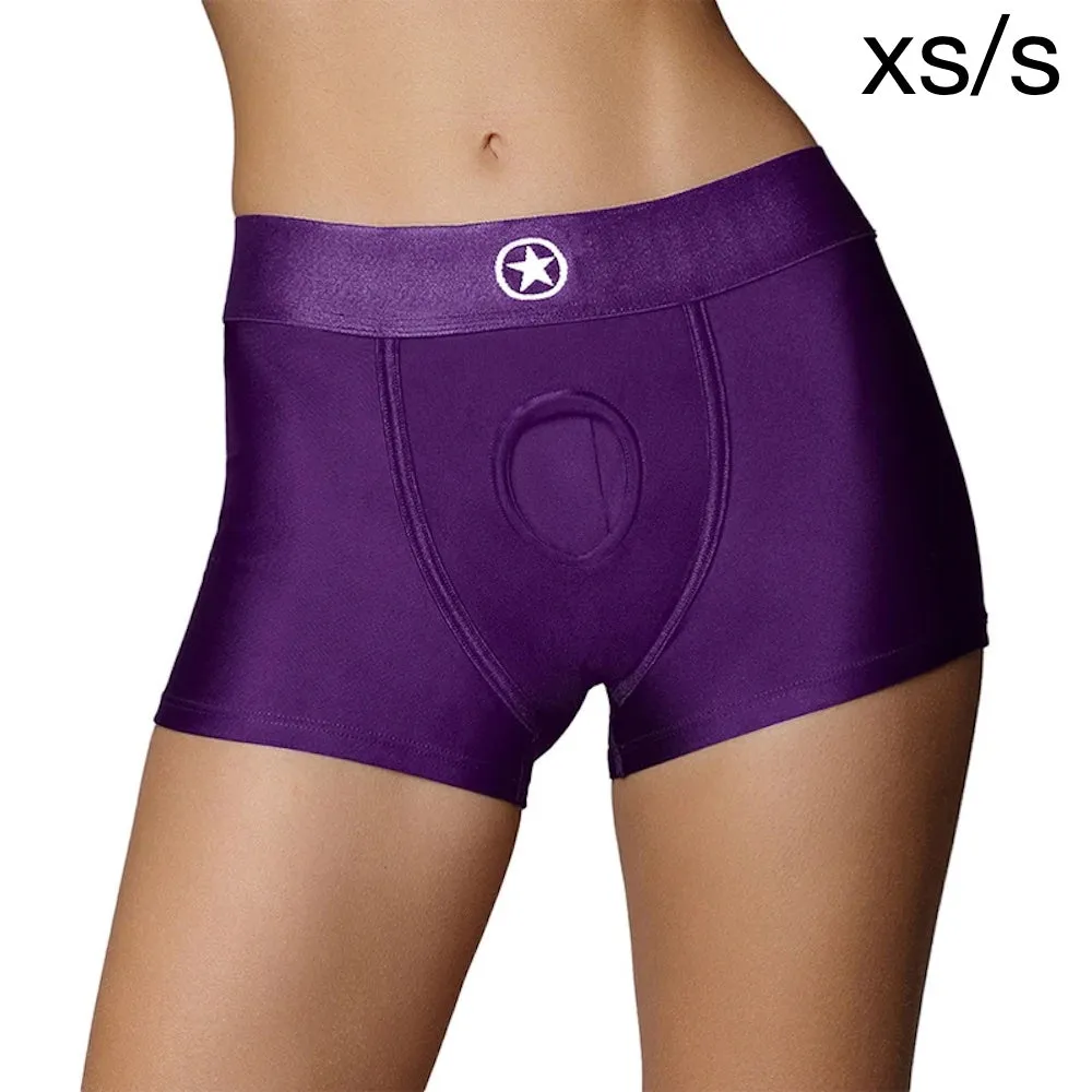 Ouch! Vibrating Strap on Boxer Harness - Purple